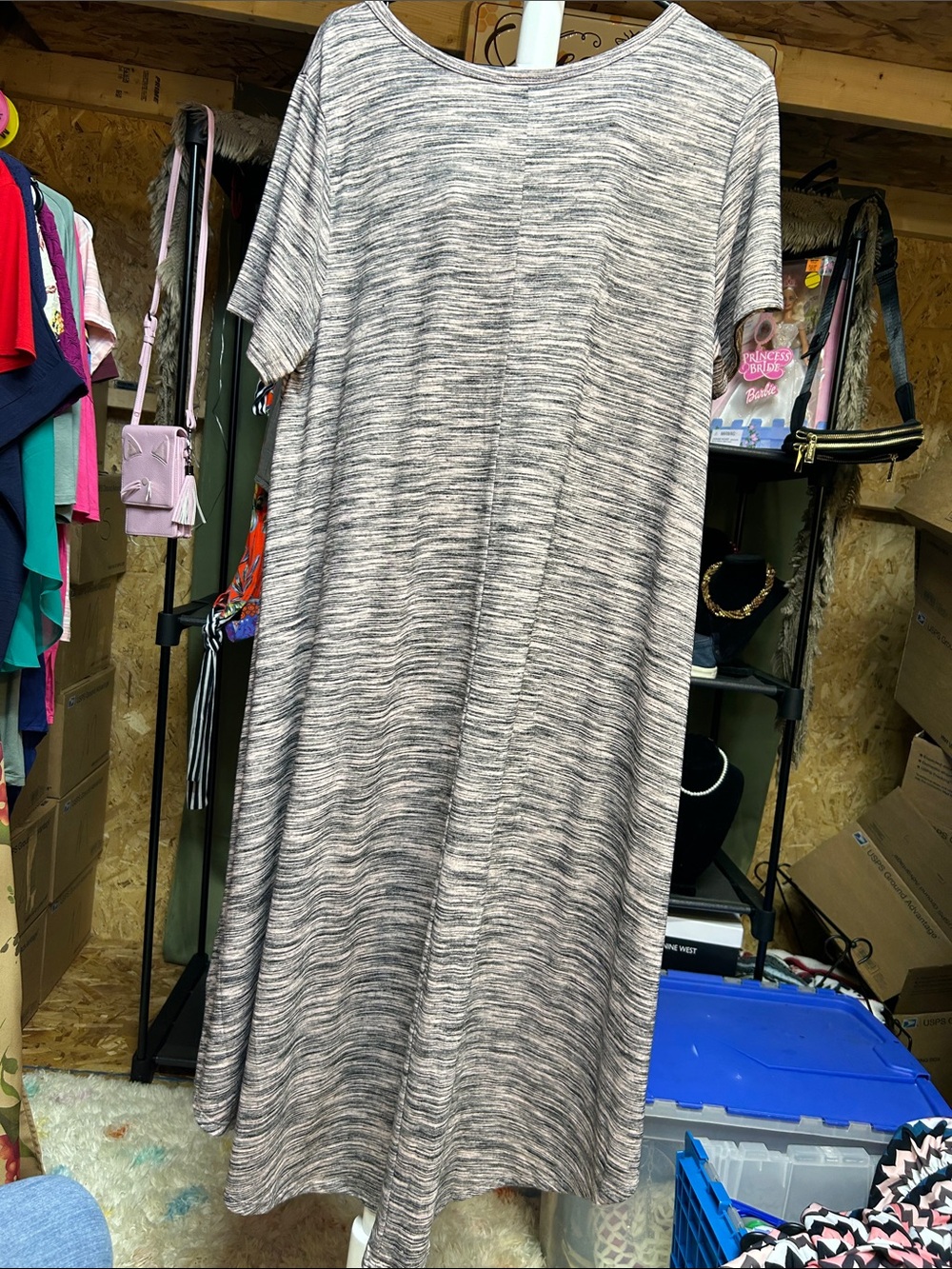 LuLaRoe Heathered Gray Maxi Dress with Pocket Size XL - Picture 2 of 4